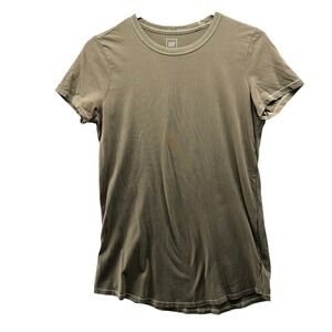 Gap Vintage Wash Tee Shirt Womens S Tall Olive Green Short Sleeve Crewneck